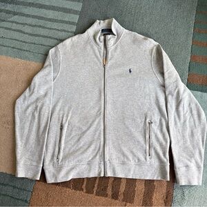 Ralph Lauren Men's Light Gray Zip-Up Sweater XL